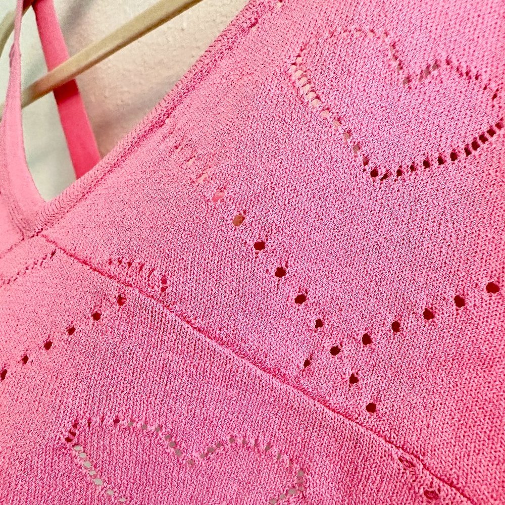 NEW, NEVER WORN For Love & Lemons Pink Heart Knit Crop Tank Top, Size Womens S - Picture 4 of 5